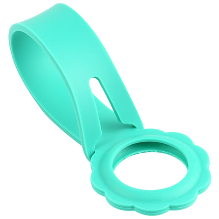 Shockproof Anti-scratch Flower Shape Silicone Protective Case Cover with Hang Loop For AirTag(Cyan)-garmade.com