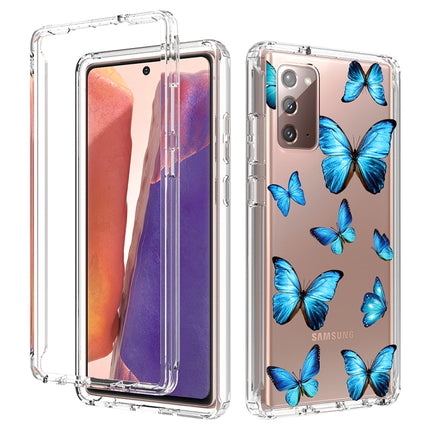 For Samsung Galaxy Note20 2 in 1 High Transparent Painted Shockproof PC + TPU Protective Case(Blue Butterfly)-garmade.com