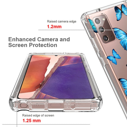 For Samsung Galaxy Note20 2 in 1 High Transparent Painted Shockproof PC + TPU Protective Case(Blue Butterfly)-garmade.com
