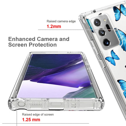 For Samsung Galaxy Note20 Ultra 2 in 1 High Transparent Painted Shockproof PC + TPU Protective Case(Blue Butterfly)-garmade.com