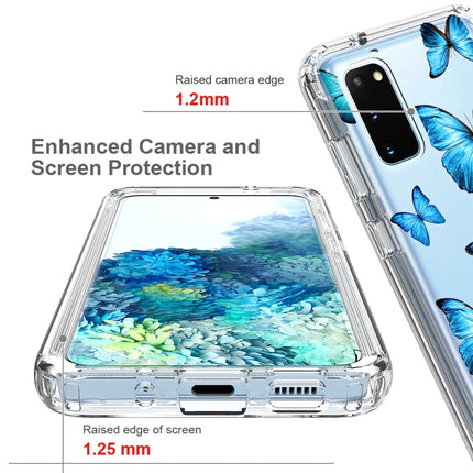 For Samsung Galaxy S20 2 in 1 High Transparent Painted Shockproof PC + TPU Protective Case(Blue Butterfly)-garmade.com