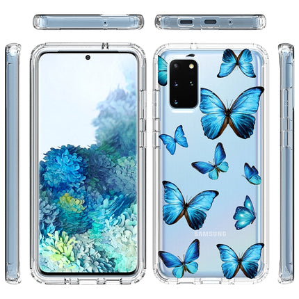 For Samsung Galaxy S20+ 2 in 1 High Transparent Painted Shockproof PC + TPU Protective Case(Blue Butterfly)-garmade.com