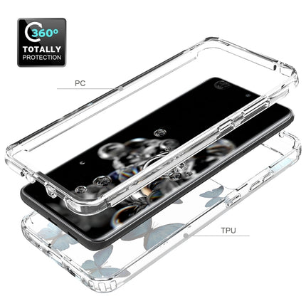 For Samsung Galaxy S20 Ultra 2 in 1 High Transparent Painted Shockproof PC + TPU Protective Case(Blue Butterfly)-garmade.com