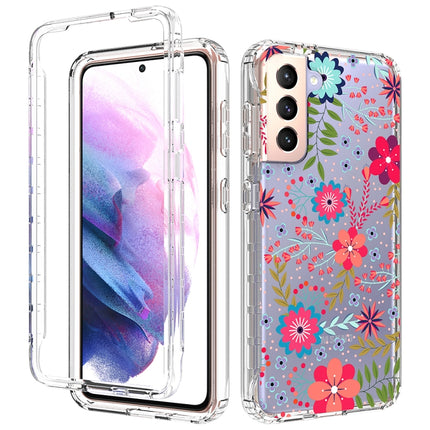 For Samsung Galaxy S21 5G 2 in 1 High Transparent Painted Shockproof PC + TPU Protective Case(Small Floral)-garmade.com