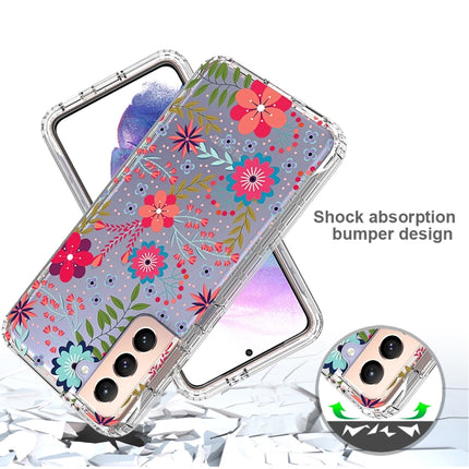 For Samsung Galaxy S21 5G 2 in 1 High Transparent Painted Shockproof PC + TPU Protective Case(Small Floral)-garmade.com