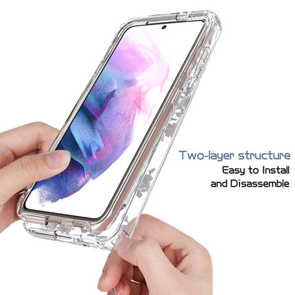 For Samsung Galaxy S21 5G 2 in 1 High Transparent Painted Shockproof PC + TPU Protective Case(Rose)-garmade.com