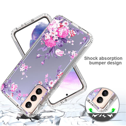 For Samsung Galaxy S21 5G 2 in 1 High Transparent Painted Shockproof PC + TPU Protective Case(Rose)-garmade.com