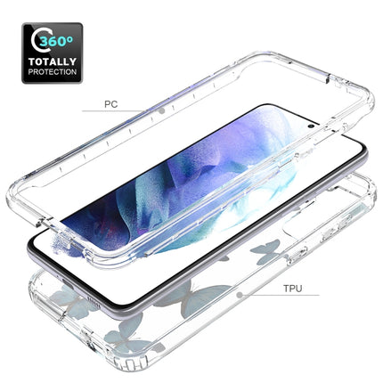 For Samsung Galaxy S21+ 5G 2 in 1 High Transparent Painted Shockproof PC + TPU Protective Case(Blue Butterfly)-garmade.com