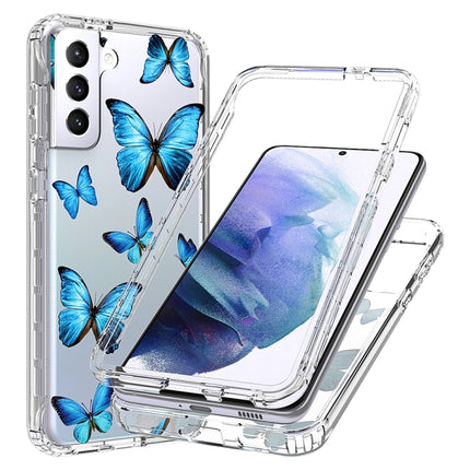 For Samsung Galaxy S21+ 5G 2 in 1 High Transparent Painted Shockproof PC + TPU Protective Case(Blue Butterfly)-garmade.com