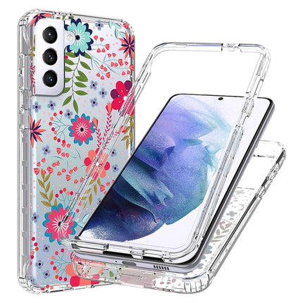 For Samsung Galaxy S21+ 5G 2 in 1 High Transparent Painted Shockproof PC + TPU Protective Case(Small Floral)-garmade.com