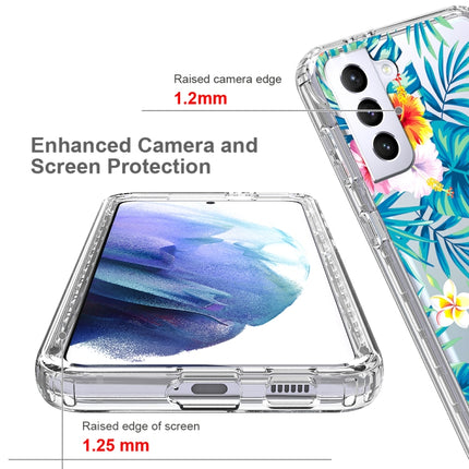 For Samsung Galaxy S21+ 5G 2 in 1 High Transparent Painted Shockproof PC + TPU Protective Case(Banana Leaf)-garmade.com