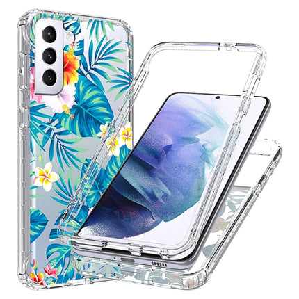 For Samsung Galaxy S21+ 5G 2 in 1 High Transparent Painted Shockproof PC + TPU Protective Case(Banana Leaf)-garmade.com