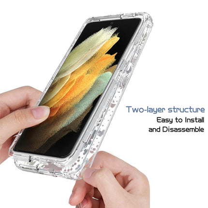 For Samsung Galaxy S21 Ultra 5G 2 in 1 High Transparent Painted Shockproof PC + TPU Protective Case(Small Floral)-garmade.com