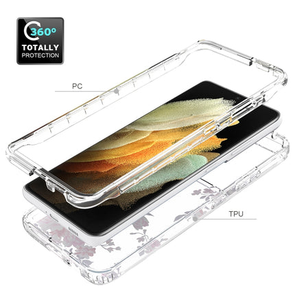 For Samsung Galaxy S21 Ultra 5G 2 in 1 High Transparent Painted Shockproof PC + TPU Protective Case(Rose)-garmade.com