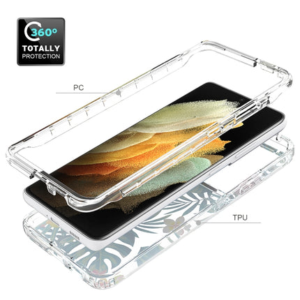 For Samsung Galaxy S21 Ultra 5G 2 in 1 High Transparent Painted Shockproof PC + TPU Protective Case(Banana Leaf)-garmade.com