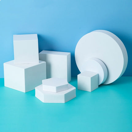 8 in 1 Different Sizes Geometric Cube Solid Color Photography Photo Background Table Shooting Foam Props(White)-garmade.com