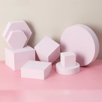 8 in 1 Different Sizes Geometric Cube Solid Color Photography Photo Background Table Shooting Foam Props(Light Pink)-garmade.com