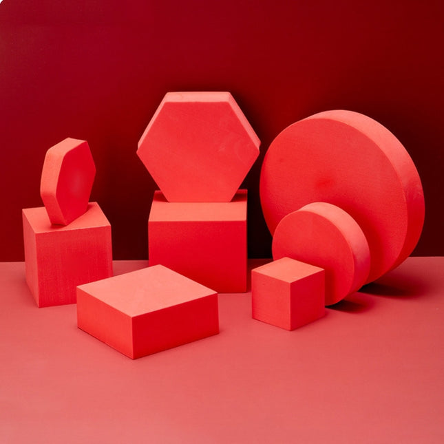 8 in 1 Different Sizes Geometric Cube Solid Color Photography Photo Background Table Shooting Foam Props(Red)-garmade.com