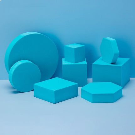 8 in 1 Different Sizes Geometric Cube Solid Color Photography Photo Background Table Shooting Foam Props(Blue Lake)-garmade.com