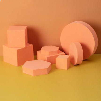 8 in 1 Different Sizes Geometric Cube Solid Color Photography Photo Background Table Shooting Foam Props(Orange)-garmade.com