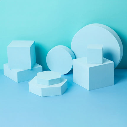 8 in 1 Different Sizes Geometric Cube Solid Color Photography Photo Background Table Shooting Foam Props(Light Blue)-garmade.com
