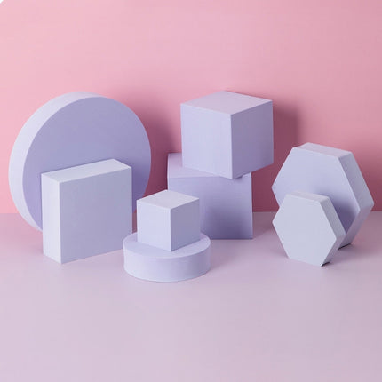 8 in 1 Different Sizes Geometric Cube Solid Color Photography Photo Background Table Shooting Foam Props(Purple)-garmade.com