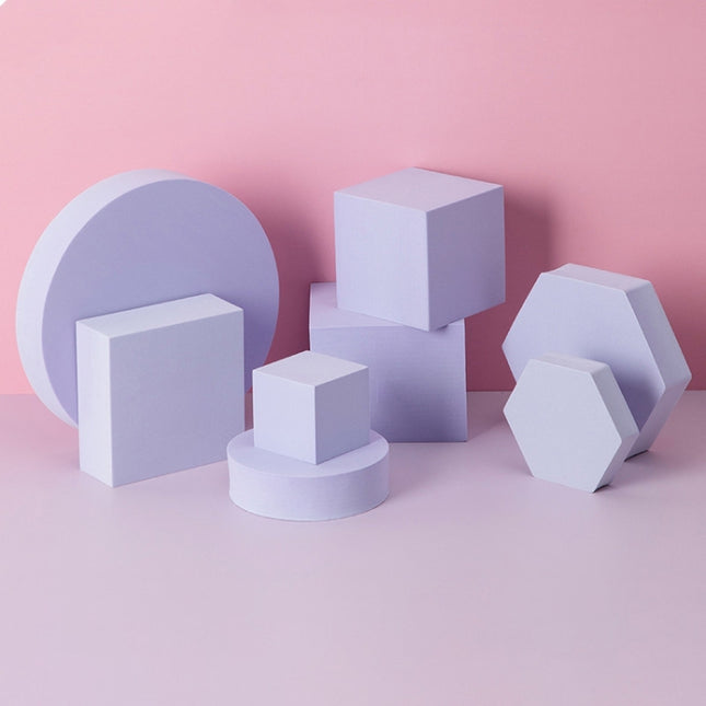8 in 1 Different Sizes Geometric Cube Solid Color Photography Photo Background Table Shooting Foam Props(Purple)-garmade.com