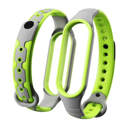 For Xiaomi Mi Band 6 / Band 5 Two-color Silicone Breathable Replacement Watchbands(Gray Green)-garmade.com