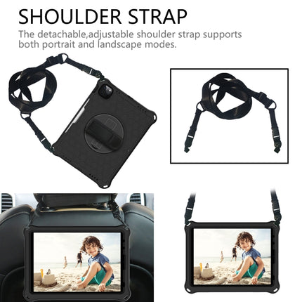 For iPad Pro 11 2022 / 2021 / 2020 / 2018 360 Degree Rotation Honeycomb Shockproof Silicone PC Protective Tablet Case with Holder & Shoulder Strap & Hand Strap(Black)-garmade.com