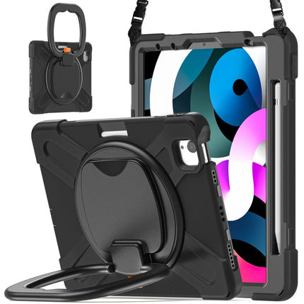 Silicone + PC Protective Case with Holder & Shoulder Strap For iPad Air 2022 / 2020 10.9(Black)-garmade.com