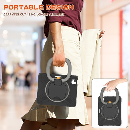 Silicone + PC Protective Case with Holder & Shoulder Strap For iPad Air 2022 / 2020 10.9(Black+Grey)-garmade.com