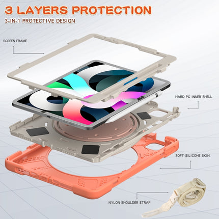 Silicone + PC Protective Case with Holder & Shoulder Strap For iPad Air 2022 / 2020 10.9(Coral Orange)-garmade.com