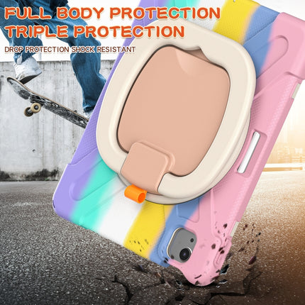 Silicone + PC Protective Case with Holder & Shoulder Strap For iPad Air 2022 / 2020 10.9(Colorful Pink)-garmade.com