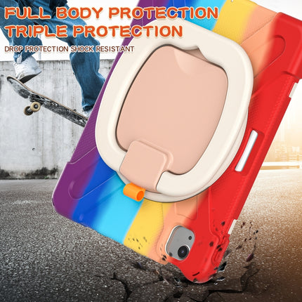 Silicone + PC Protective Case with Holder & Shoulder Strap For iPad Air 2022 / 2020 10.9(Colorful Red)-garmade.com