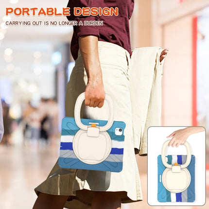 Silicone + PC Protective Case with Holder & Shoulder Strap For iPad Air 2022 / 2020 10.9(Colorful Blue)-garmade.com