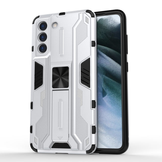 For Samsung Galaxy S21 5G Supersonic PC + TPU Shock-proof Case with Holder(Silver)-garmade.com