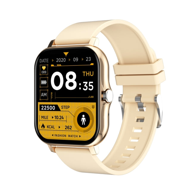 GT20 1.69 inch TFT Screen IP67 Waterproof Smart Watch, Support Music Control / Bluetooth Call / Heart Rate Monitoring / Blood Pressure Monitoring, Style:Silicone Strap(Gold)-garmade.com