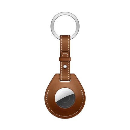 Shockproof Anti-scratch Leather Protective Case Cover with Hang Loop For AirTag, Style:Keychain(Brown)-garmade.com