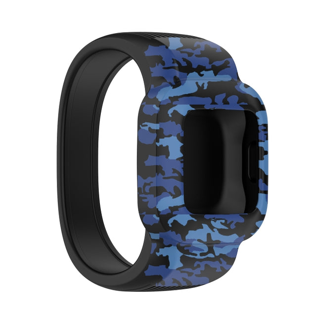 For Garmin Vivofit JR3 No Buckle Silicone Printing Replacement Watchband, Size:S(Camouflage Blue)-garmade.com