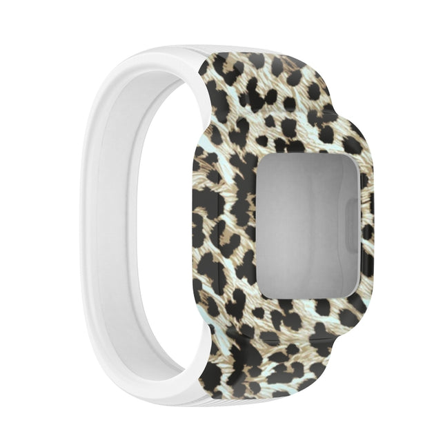 For Garmin Vivofit JR3 No Buckle Silicone Printing Replacement Watchband, Size:S(Leopard)-garmade.com