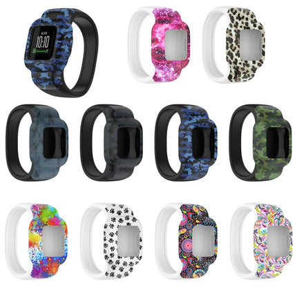 For Garmin Vivofit JR3 No Buckle Silicone Printing Replacement Watchband, Size:S(Peacock)-garmade.com