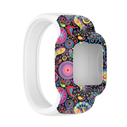 For Garmin Vivofit JR3 No Buckle Silicone Printing Replacement Watchband, Size:L(Peacock)-garmade.com