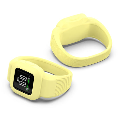 For Garmin Vivofit JR3 No Buckle Silicone Pure Color Replacement Watchband, Size:S(Yellow)-garmade.com