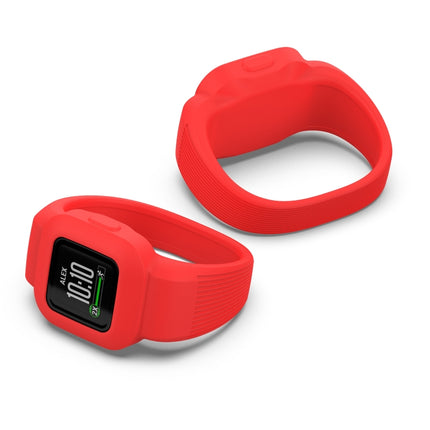 For Garmin Vivofit JR3 No Buckle Silicone Pure Color Replacement Watchband, Size:S(Red)-garmade.com