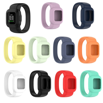 For Garmin Vivofit JR3 No Buckle Silicone Pure Color Replacement Watchband, Size:S(Dark Blue)-garmade.com