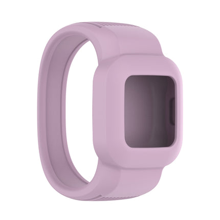 For Garmin Vivofit JR3 No Buckle Silicone Pure Color Replacement Watchband, Size:L(Light Purple)-garmade.com
