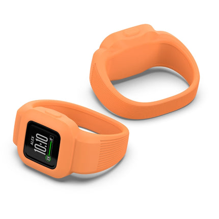 For Garmin Vivofit JR3 No Buckle Silicone Pure Color Replacement Watchband, Size:L(Orange)-garmade.com