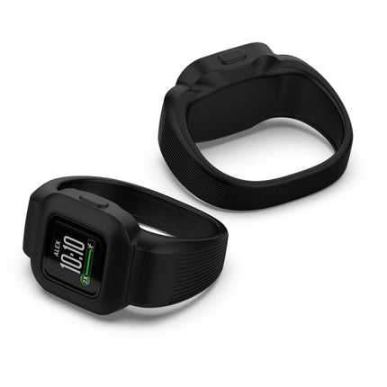 For Garmin Vivofit JR3 No Buckle Silicone Pure Color Replacement Watchband, Size:L(Black)-garmade.com