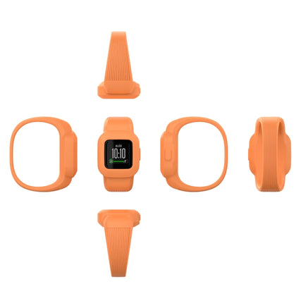 For Garmin Vivofit JR3 No Buckle Silicone Pure Color Replacement Watchband, Size:L(Orange)-garmade.com