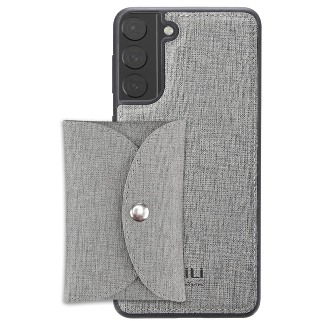 For Samsung Galaxy S21 5G ViLi T Series TPU + PU Woven Fabric Magnetic Protective Case with Wallet(Grey)-garmade.com